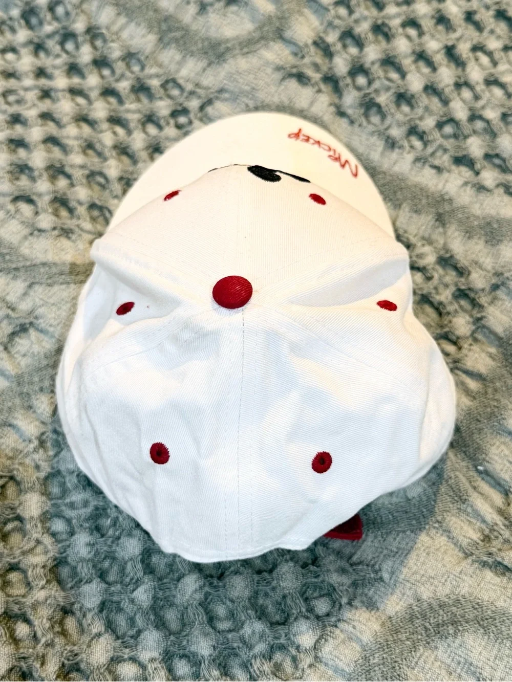 Mickey Mouse White Baseball Cap with Red Accents
